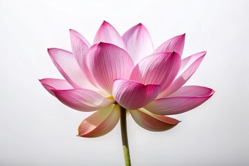 Wall Mural - Elegant Minimalist Pink Lotus Flower Isolated on Crisp White Background for Tranquil and Serene Nature Imagery