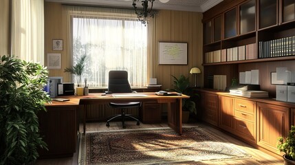 Canvas Print - Sunlit Office Interior Design: A Modern Workspace