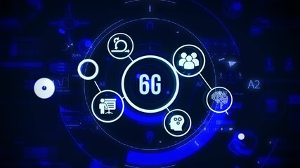 Poster - The concept of 6G network, high-speed mobile Internet, new generation networks. Business, modern technology, internet and networking concept.