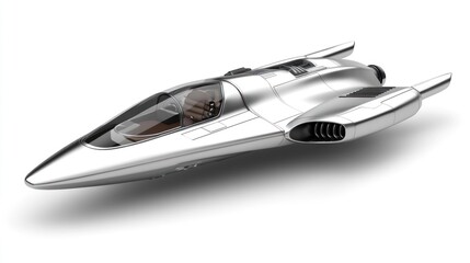 Aufkleber - A sleek, futuristic silver aircraft design with a streamlined shape and dual engines.