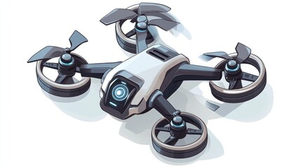 Poster - A sleek, modern drone with four propellers designed for aerial photography and exploration.