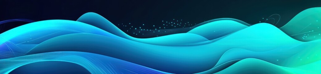 Aufkleber - Abstract waves in blue and green hues, creating a dynamic and fluid visual effect.