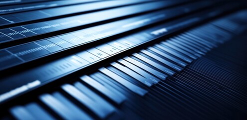 Fototapete - A close-up of a digital interface with sleek lines and buttons, possibly for audio control.
