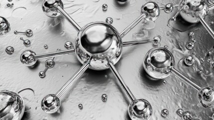 Poster - A close-up view of metallic molecules interconnected in a scientific context.