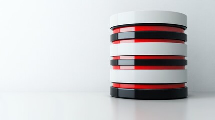 Aufkleber - A stack of cylindrical containers in red, black, and white against a minimalist background.