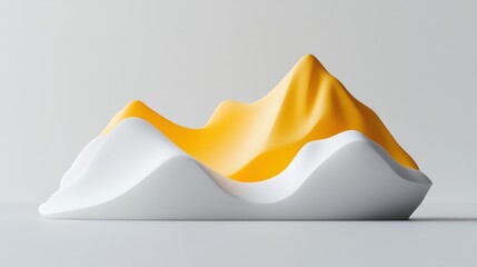 Leinwandbilder - A stylized abstract mountain sculpture in white and yellow, symbolizing nature and creativity.