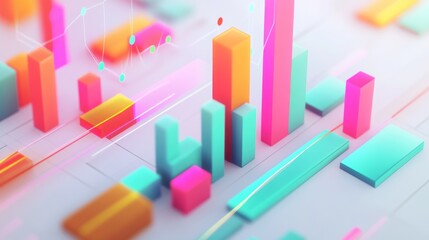 Aufkleber - A colorful 3D bar graph representing data visualization and analysis.