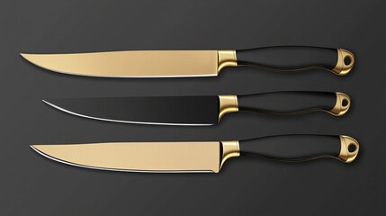 Kitchen knives, chef cutlery for cooking, and carving food
