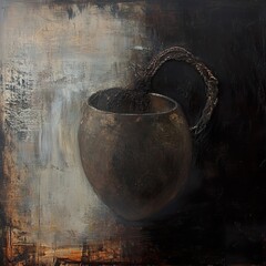 Wall Mural - Contemplation: A Dark Vessel Still Life Painting