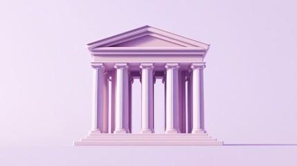 Aufkleber - A stylized classical building with columns and steps, rendered in a soft purple hue.