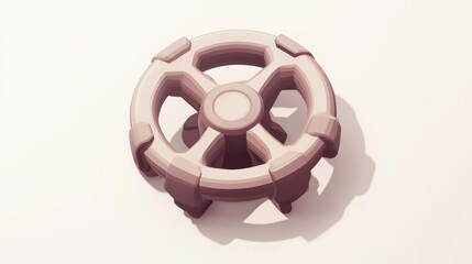 Aufkleber - A stylized 3D model of a wheel-like object with a central hub and spokes.