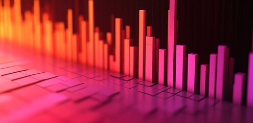 Fototapete - A vibrant visualization of sound waves in a digital audio spectrum.