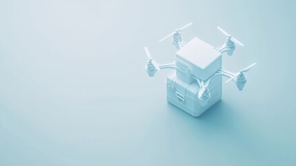 Poster - A minimalist drone design with cargo box, symbolizing delivery and technology.