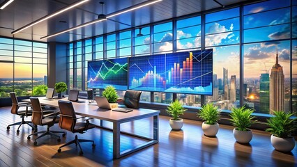 Wall Mural - Financial Growth and Management: A Comprehensive Set of Profit, Revenue, and Investment Charts for Modern Architectural Photography