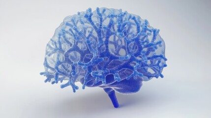 Fototapete - A stylized blue brain illustration resembling coral structures.