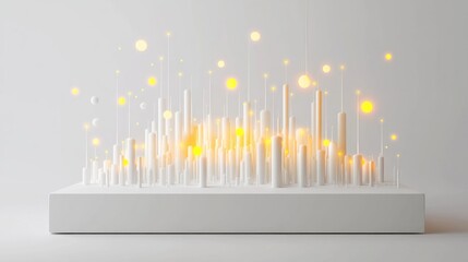 Aufkleber - Abstract representation of sound waves with glowing elements on a minimalist base.