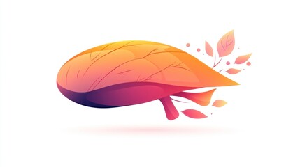 Poster - A stylized, colorful representation of a leaf, symbolizing nature and vitality.