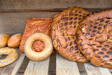 Wall Mural - A variety of baked goods, including bread and pastries