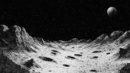 Lunar Landscape: A Nighttime View of the Moons Surface