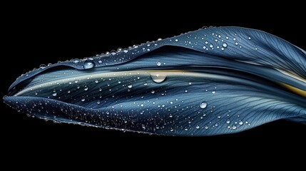 Fototapete - A close-up of a blue leaf with water droplets, showcasing nature's beauty and detail.
