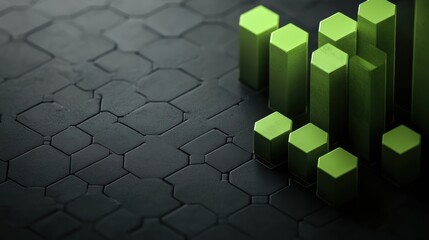 Poster - A digital representation of rising bar graphs on a textured surface, symbolizing growth.