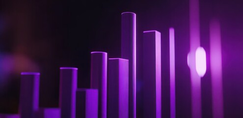 Fototapete - Abstract composition of vertical bars in purple lighting, suggesting data visualization or sound.