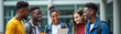 © Limanou Mikael - Group of young students standing outside the university building