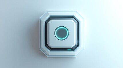 Fototapete - A futuristic button or control panel with a circular light indicator.