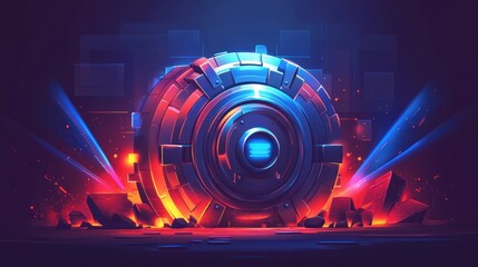 Poster - A futuristic, glowing orb surrounded by debris and light effects, suggesting innovation.