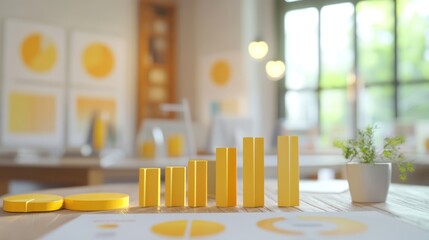 Poster - A workspace featuring yellow geometric shapes, suggesting data visualization or analysis.