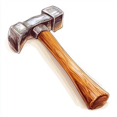 Wall Mural - Flat style hammer, minimalist design, isolated on white, simple and clean