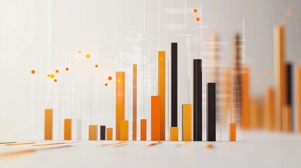 Leinwandbilder - Abstract representation of data visualization with bars and lines in warm colors.