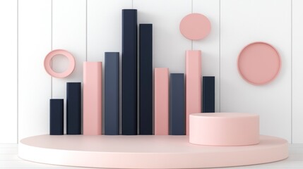 Poster - A minimalist display featuring geometric shapes and bars in soft colors, ideal for presentations.