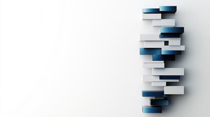 Leinwandbilder - Abstract wall sculpture with layered geometric shapes in blue and white tones.