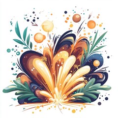 Flat style illustration of an explosion, isolate on a white background, emphasizing bold colors and shapes.