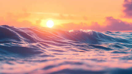 Wall Mural - Ocean Waves Sunset,  A Vibrant Seascape at Golden Hour, Showing the Beauty of Nature's Tranquil Power