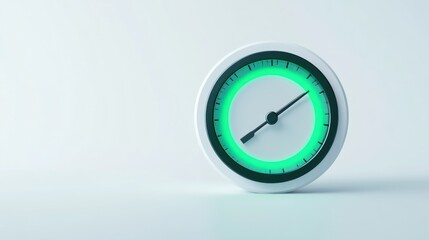 Aufkleber - A modern clock with a glowing green outline, indicating time in a minimalist design.