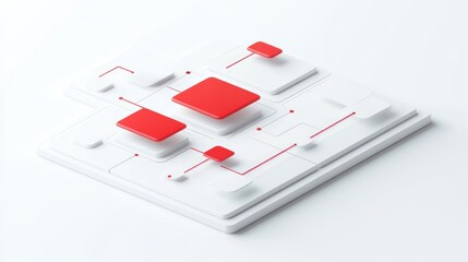 Aufkleber - Abstract design featuring geometric shapes and lines in red and white.