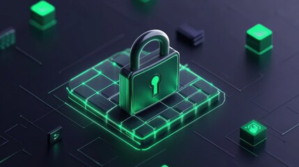 Leinwandbilder - A digital illustration of a padlock symbolizing cybersecurity and data protection.