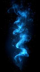 Wall Mural - abstract blue nebula, glowing cosmic dust swirls elegantly across a dark background