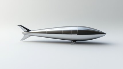 Poster - A sleek, metallic transport vehicle resembling a streamlined rocket or train.