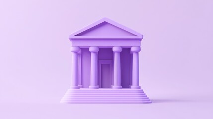 Leinwandbilder - A stylized purple building resembling a classical temple with columns and steps.