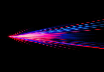 Wall Mural - A vibrant light beam with multiple colors of red, blue, and purple against a black background.