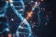 © NOTE OMG - Artificial intelligence AI in Healthcare. DNA double helix intertwined with digital AI elements, highlighting the role of AI in genetic research and personalized medicin