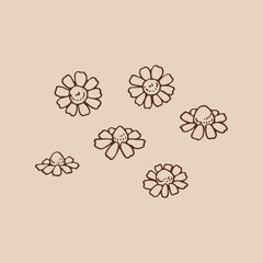 Wall Mural - Chamomile hand drawn illustration. Vector isolated branch ink style.