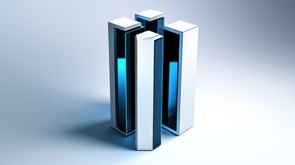 Leinwandbilder - Abstract geometric shapes with a sleek design and blue lighting.