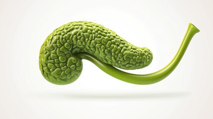 Poster - A stylized green representation of a digestive organ with a tubular extension.
