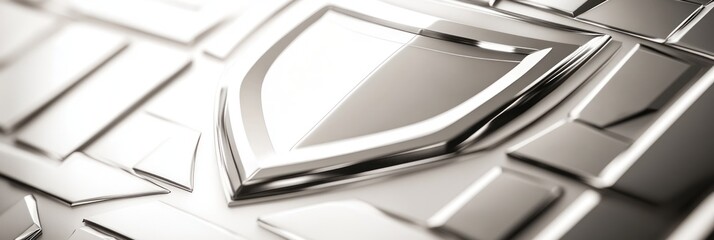 Leinwandbilder - A close-up of a metallic shield emblem on a textured surface, symbolizing protection and security.