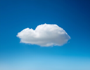 Wall Mural - A single fluffy cloud floating in a clear blue sky, minimalist composition with empty space