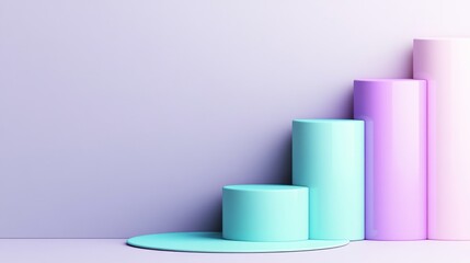 Aufkleber - Abstract geometric shapes in pastel colors representing data visualization or growth.